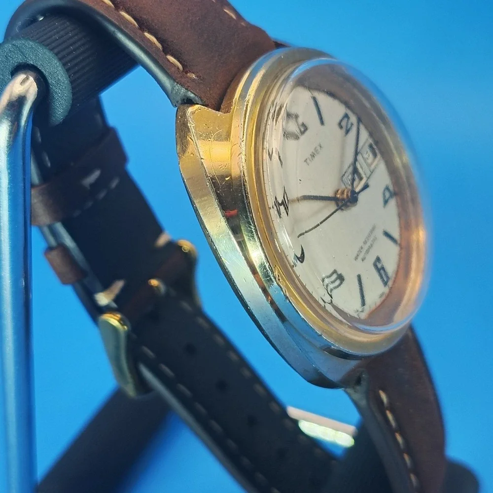Vintage 1972‎ Timex Automatic 38mm Mens Dress Watch Fully Restored New strap